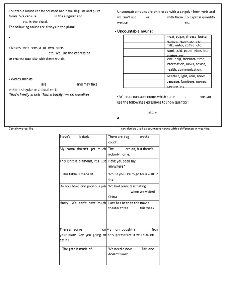 Countable vs Uncountable Nouns Guide | PDF | Plural | Noun