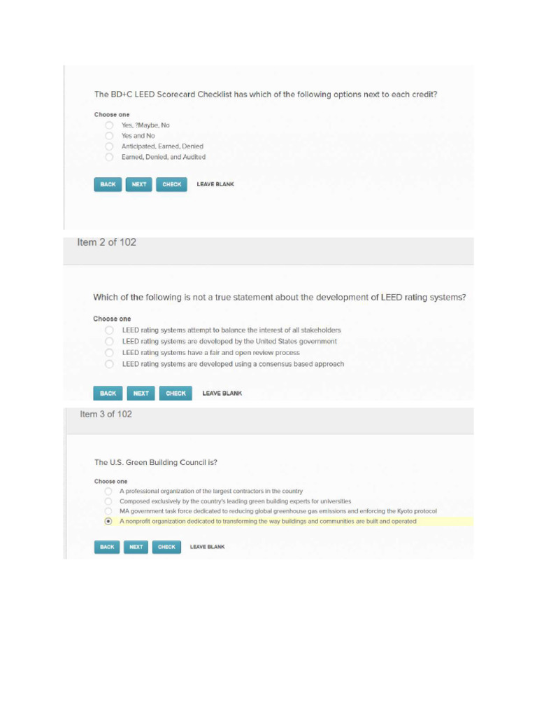LEED Green Associate Sample Questions | PDF