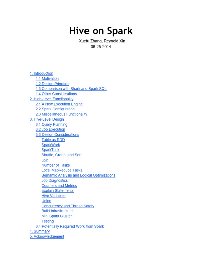 Hive On Spark | PDF