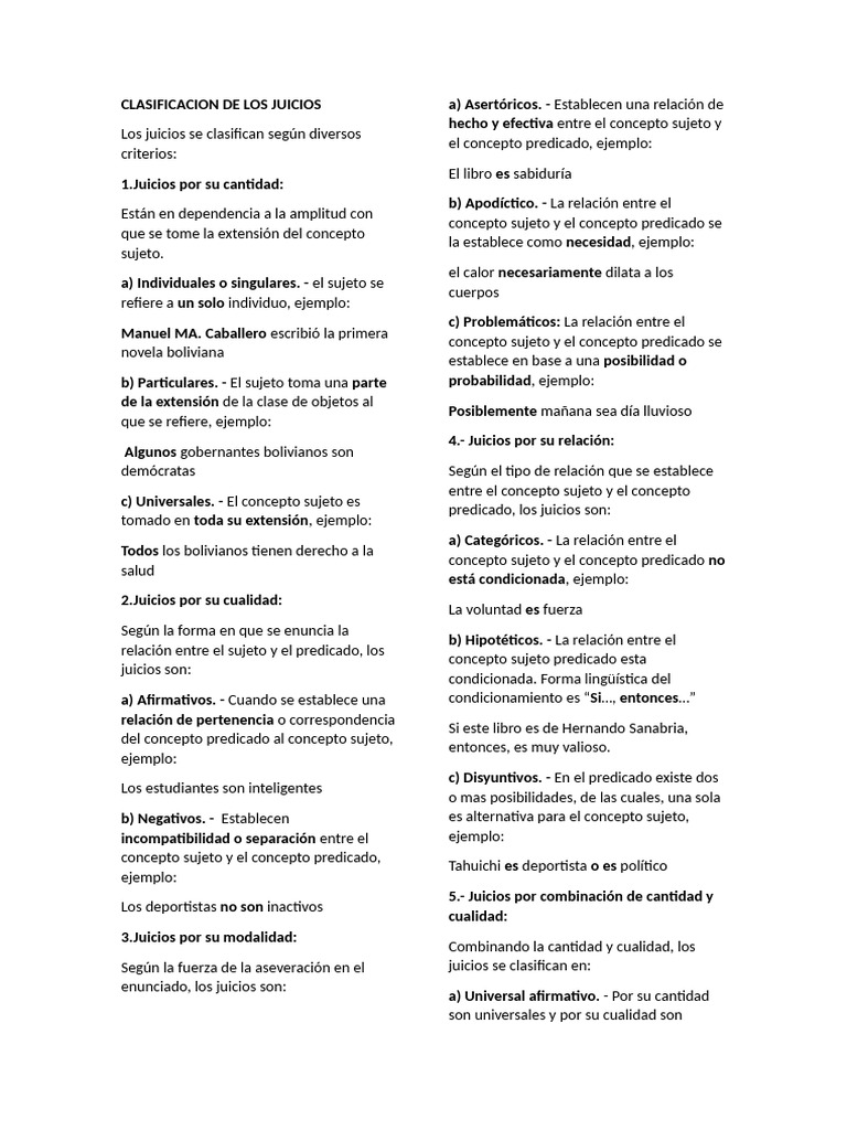 Clasificacion de Los Juicios | PDF