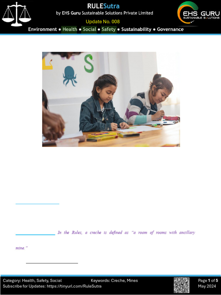 Mines Crèche Rules for Child Welfare | PDF | Child Care | Drinking Water
