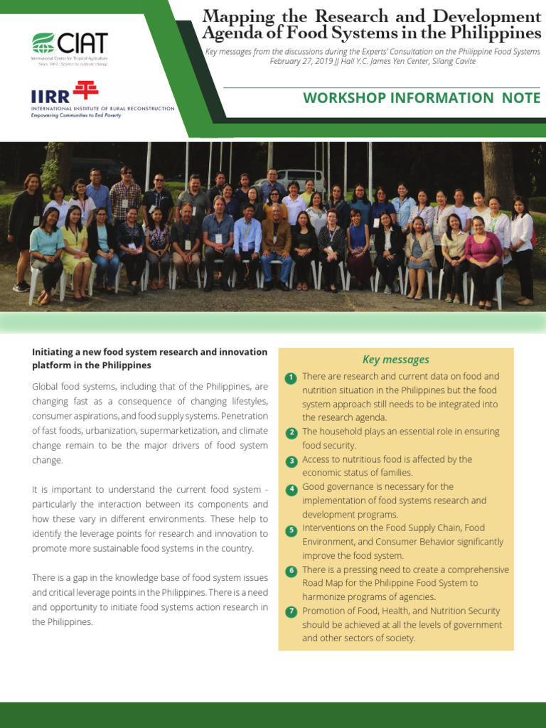 Info Note Mapping The Research and Development Agenda of Food Systems ...