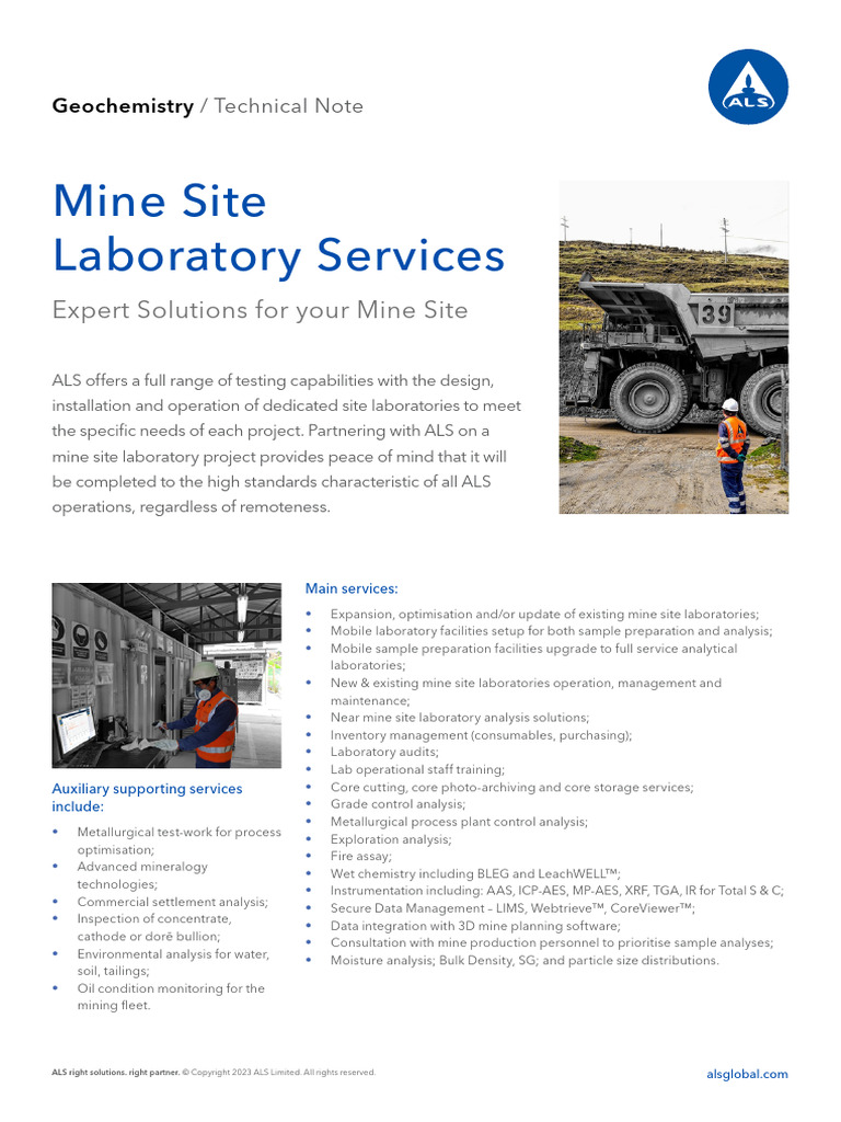 ALS Mine Site Lab Services Digital Web | PDF | Laboratories