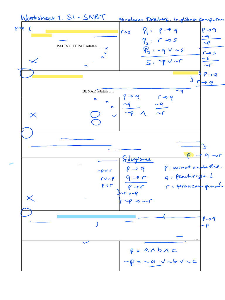 Worksheet 1 SI SNBT. Penalaran Umum-layout-pelatihanSenin-coretan | PDF