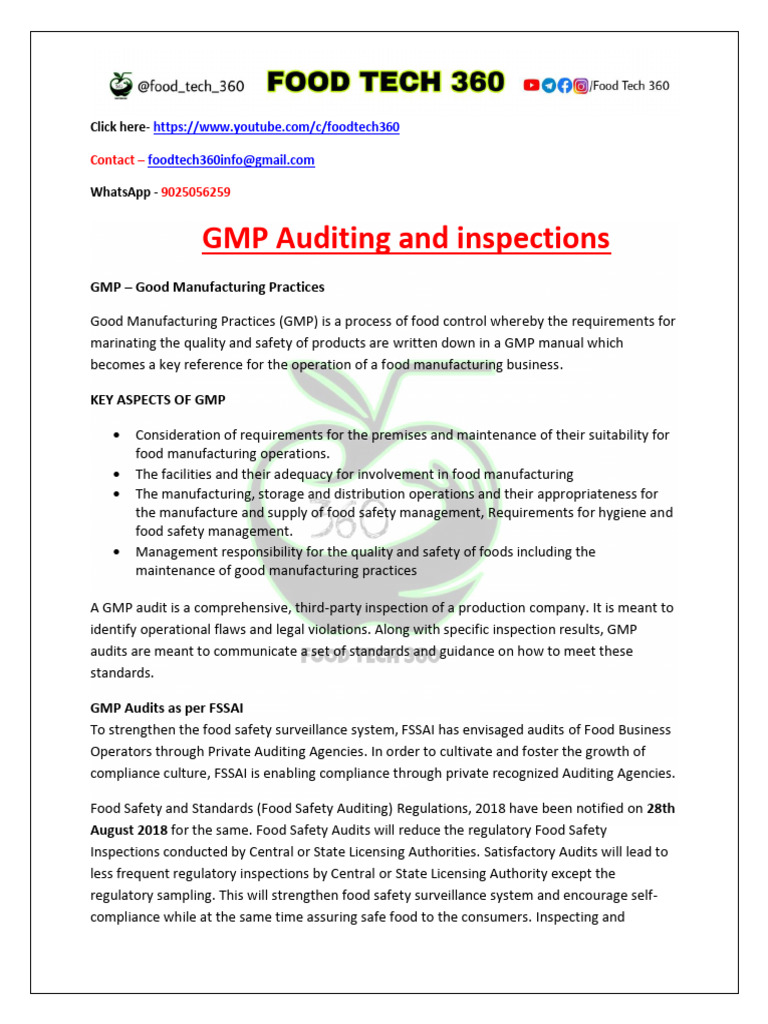 GMP Audit & Inspection | PDF