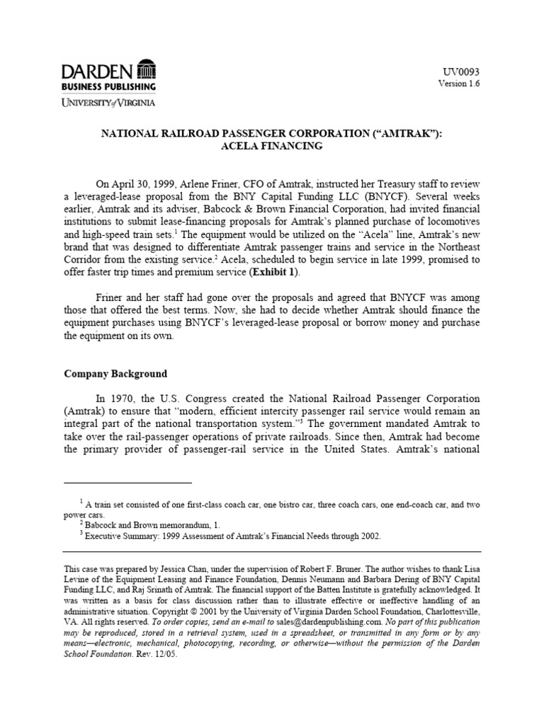 National Rail Road Leasing Case Study | PDF