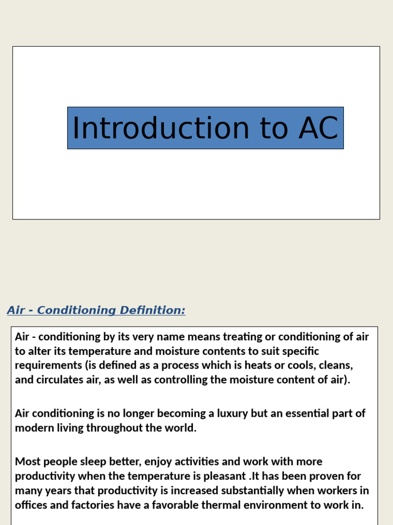 Air Conditioning Basics and Benefits | PDF | Humidity | Air Conditioning