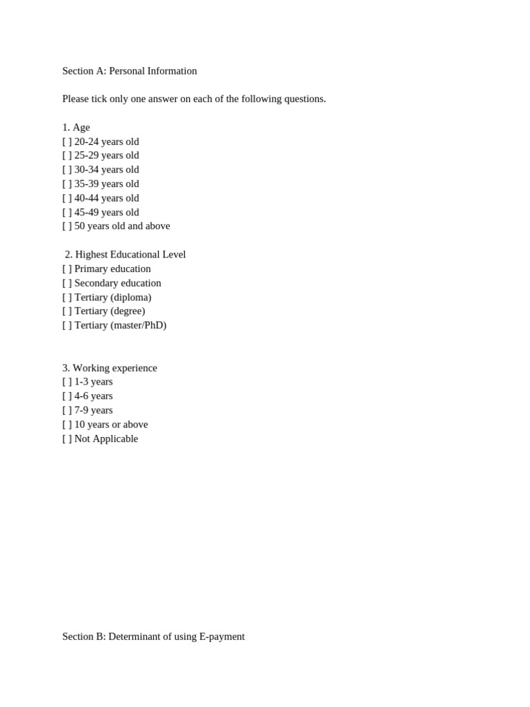 Group 3 Questionairre Draft Revised | PDF