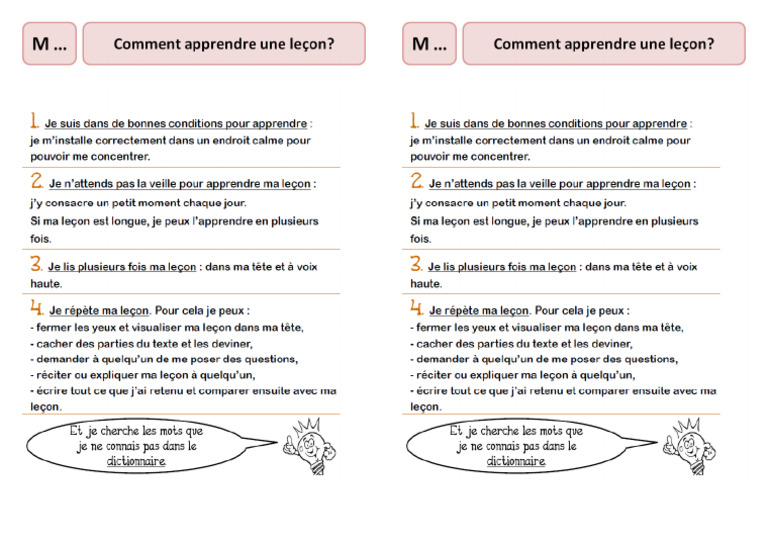3 Méthode Apprendre Sa Leçon Pdf