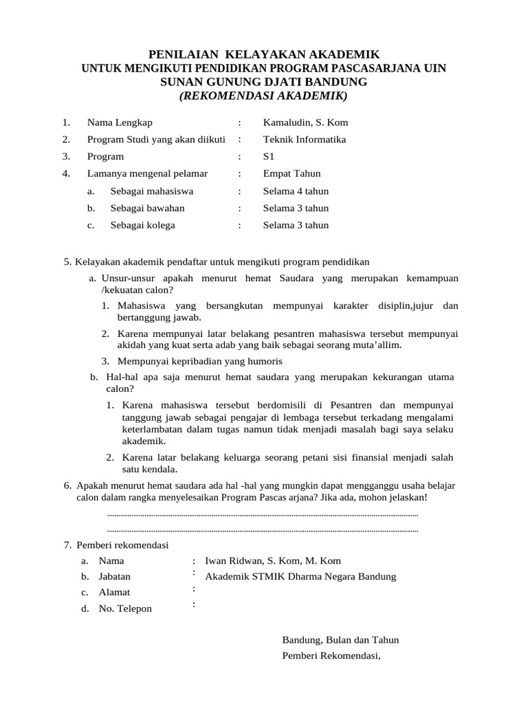 Rekomendasi Akademik | PDF
