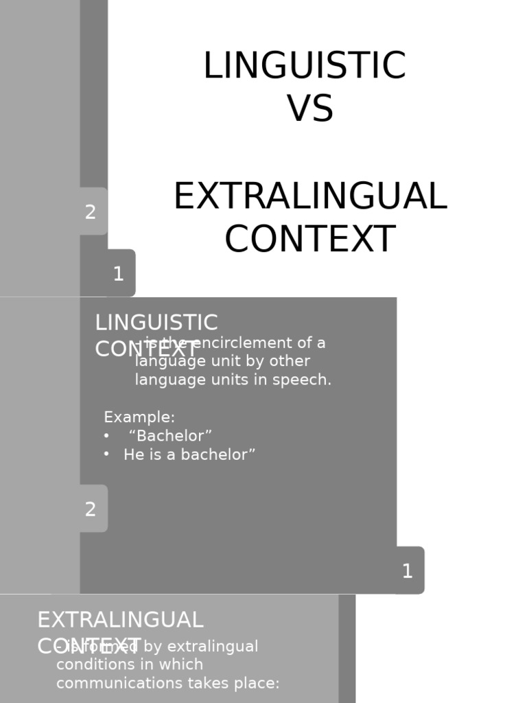 Linguistic vs Extralingual Context | PDF | Language Arts & Discipline ...