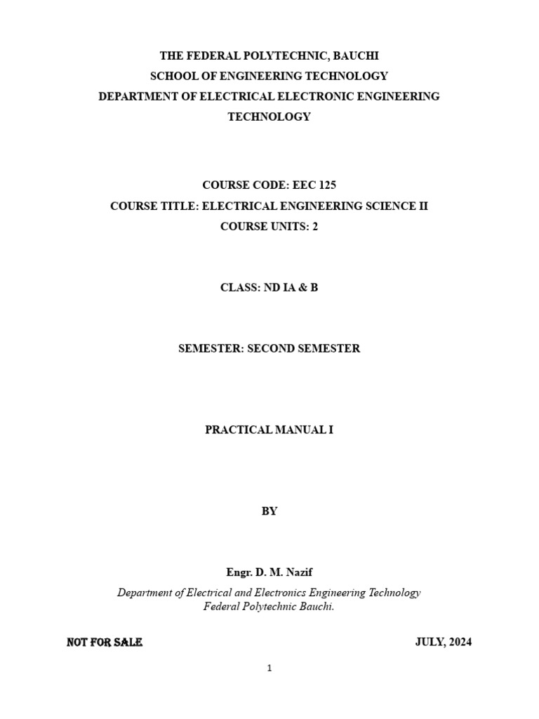 Eec 125 Manual 1 | PDF