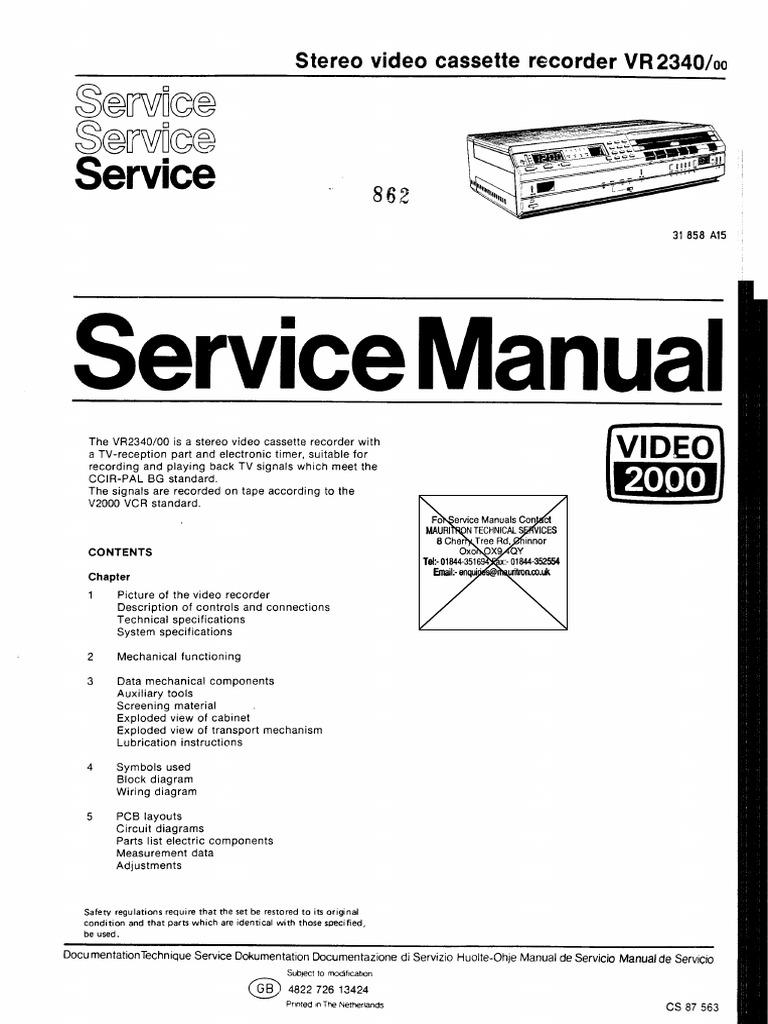 Philips Vr2340 Video-2000 | PDF