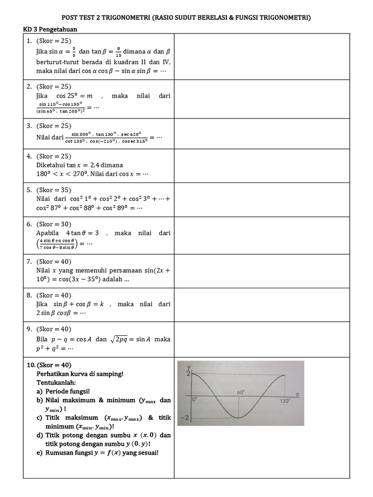 Post Test Trigono 2 | PDF