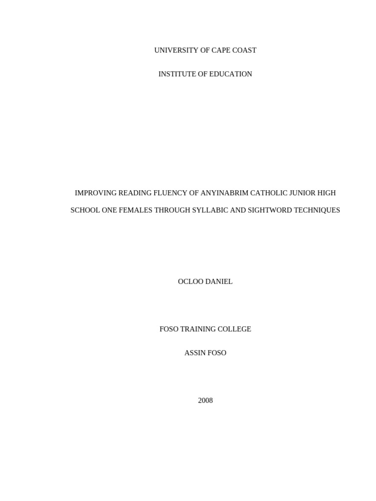 Improving reading fluency of anyinabrim catholic junior high 1 pdf