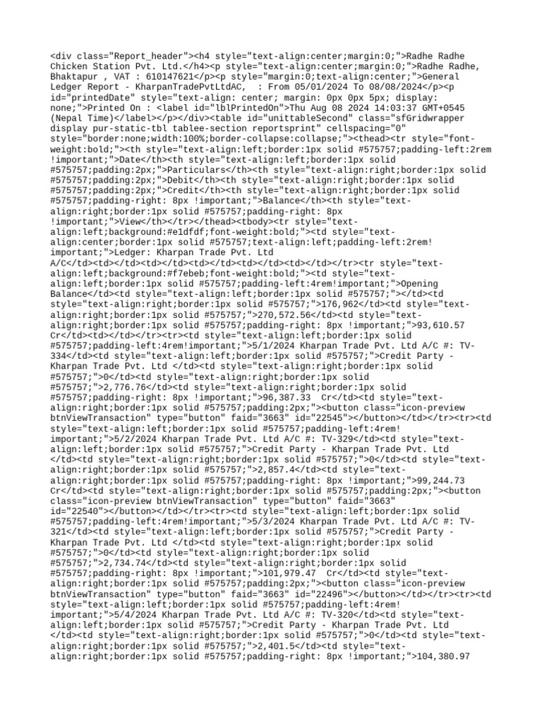 GLReport 05 01 2024 08 08 2024 | PDF