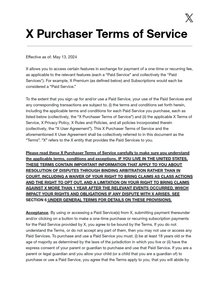 X Purchaser Terms 2024 05 13 | PDF