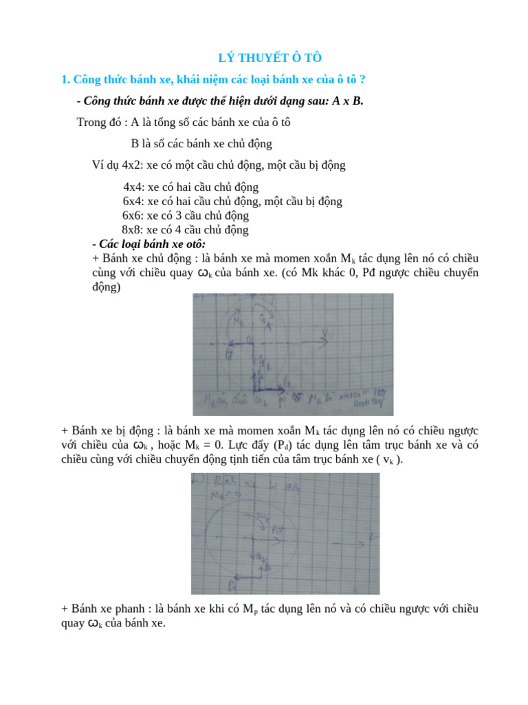 De Cuong Thi Ly Thuyet o To | PDF