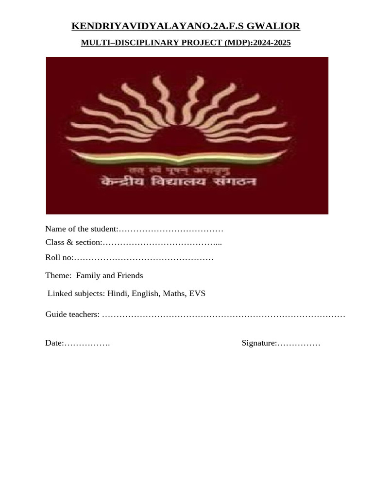 Class 4 mdp project body pdf