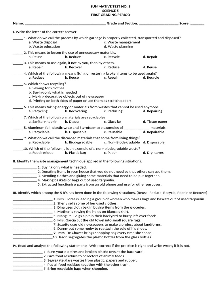 Summative Test No 4 First Grading | PDF