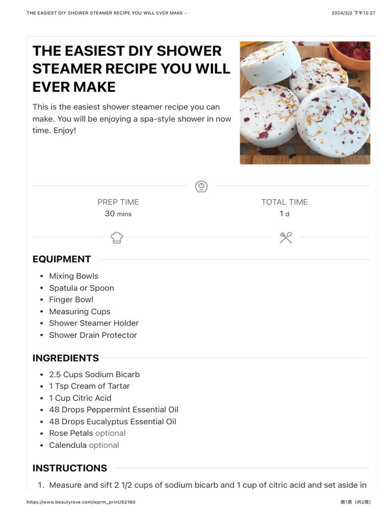 Easy Shower Steamer Recipe