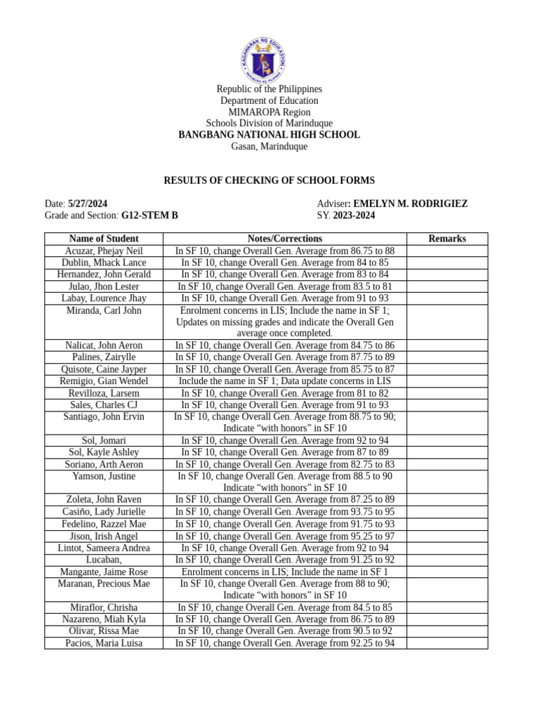 Checking of Forms Results | PDF