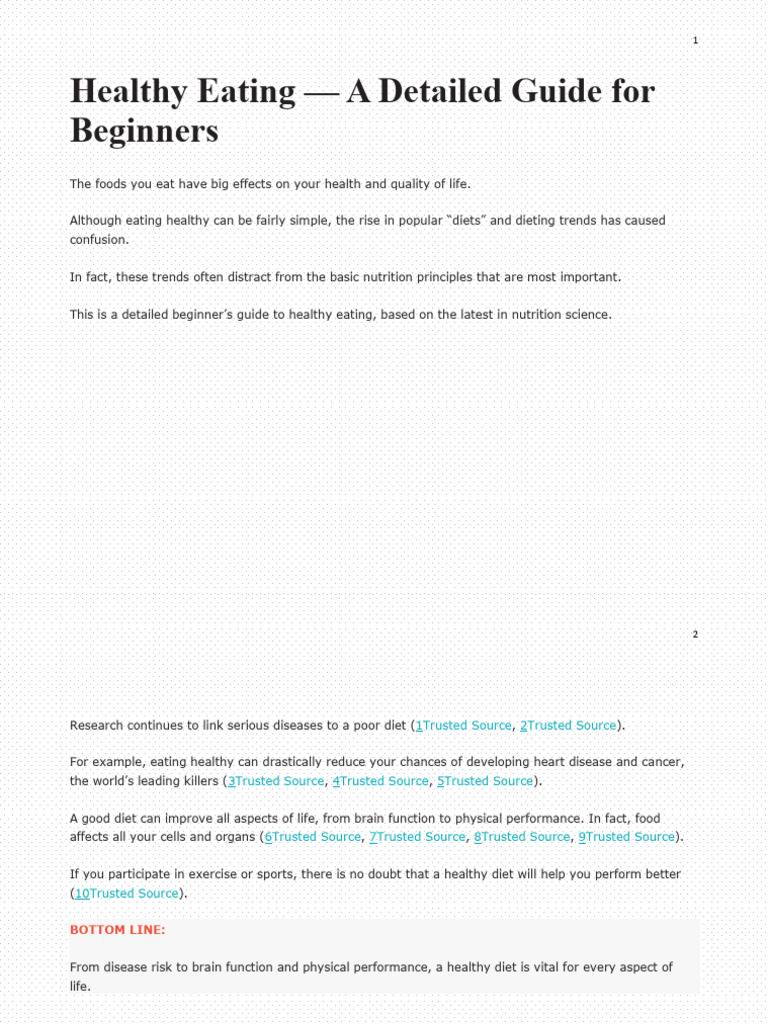 Healthy Eating - A Detailed Guide For Beginners | PDF