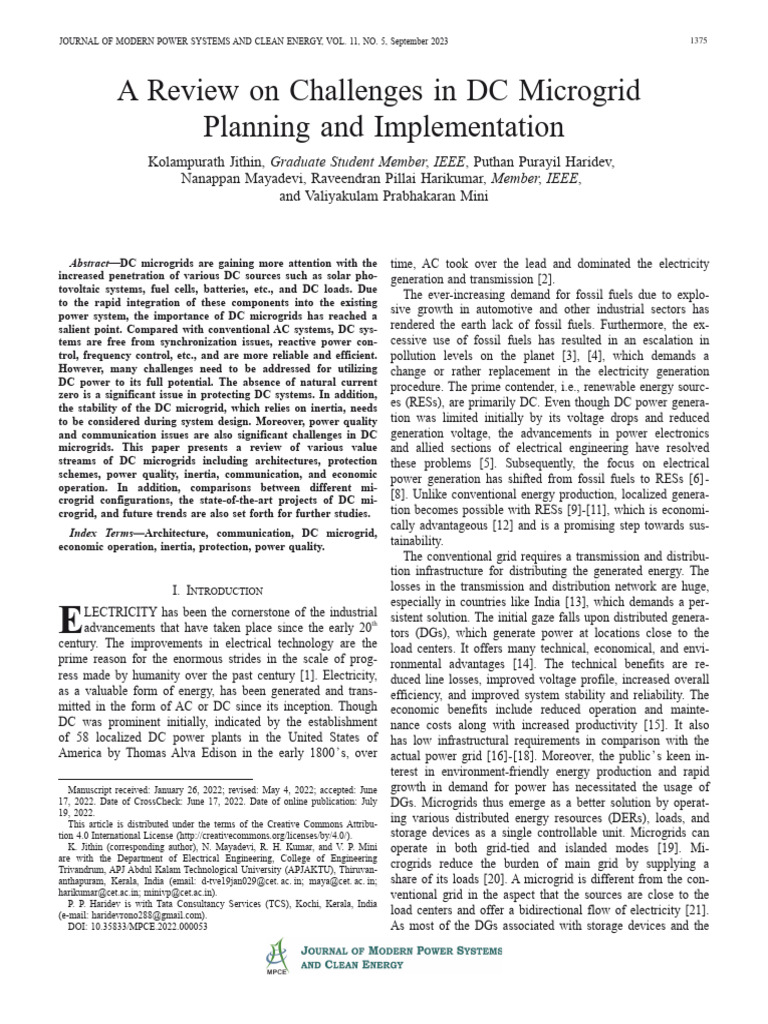 A Review On Challenges in DC Microgrid Planning and Implementation | PDF