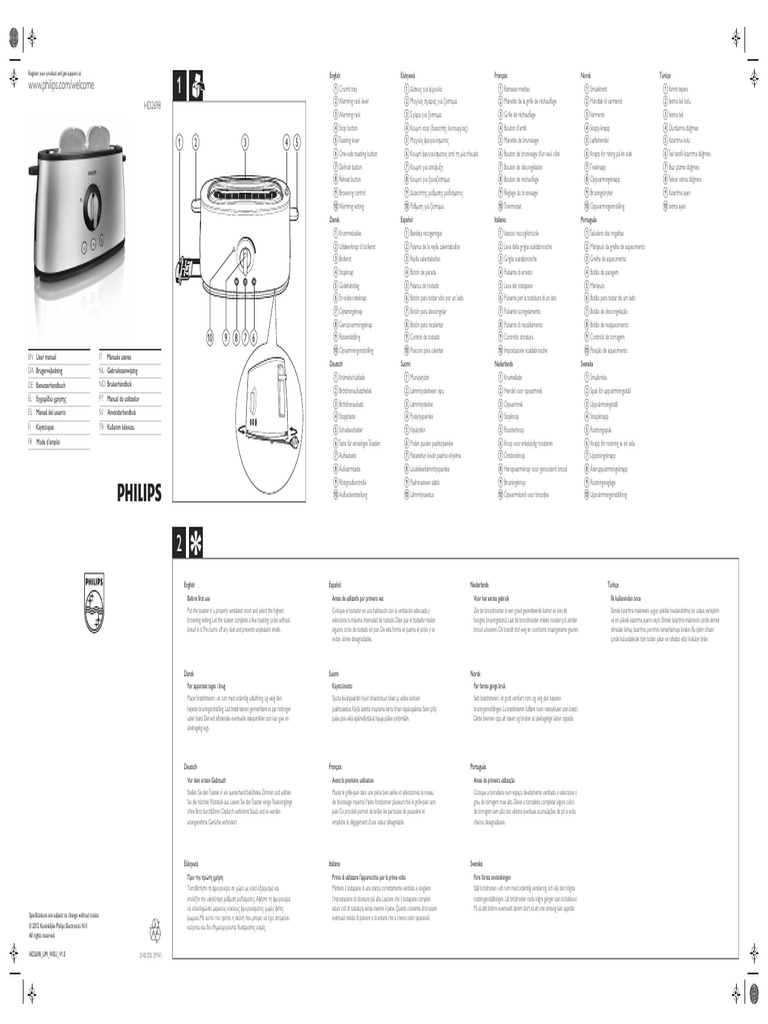 Philips HD2698 Toaster | PDF | Food Preparation Appliances | Cooking ...