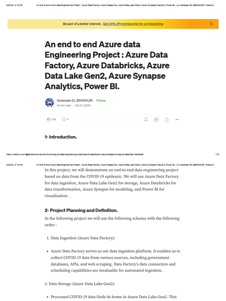 An End To End Azure Data Engineering Project: Azure Data Factory, Azure ...