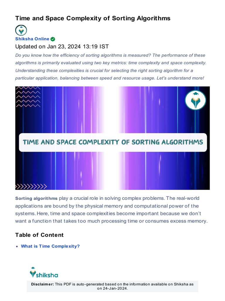 Sorting Cheat Sheet | PDF