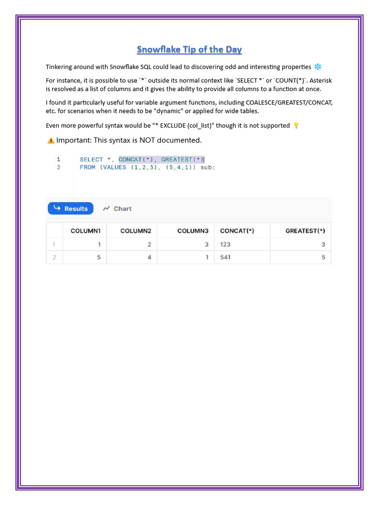Snowflake Tip of The Day | PDF