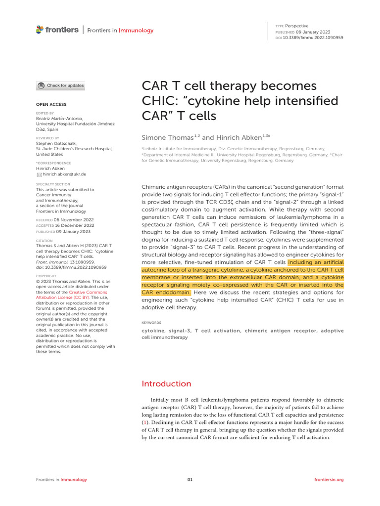CAR-T Cell Therapy Become Chic | PDF