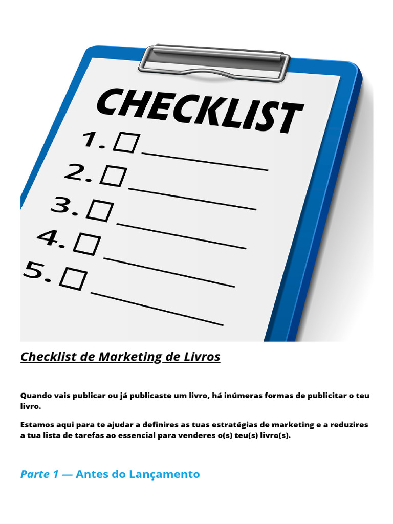 Checklist de Marketing de Livros: Parte 1 - Antes Do Lançamento | PDF
