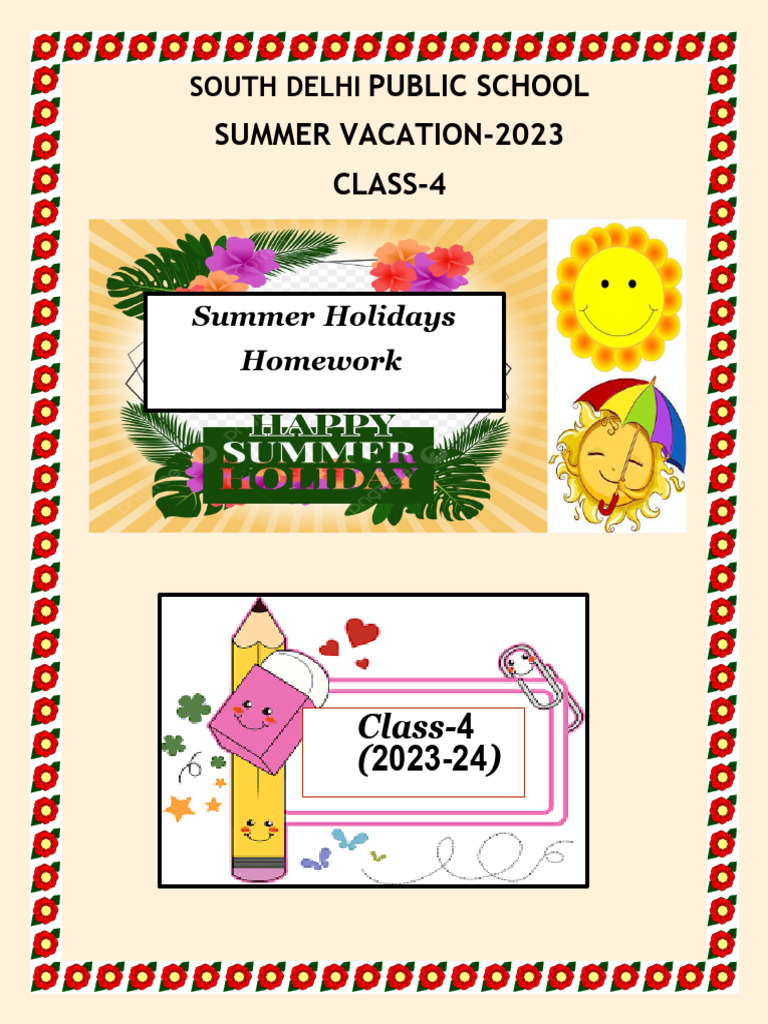 Class 4 Summer Vacation Homework 2023 | PDF | Homework