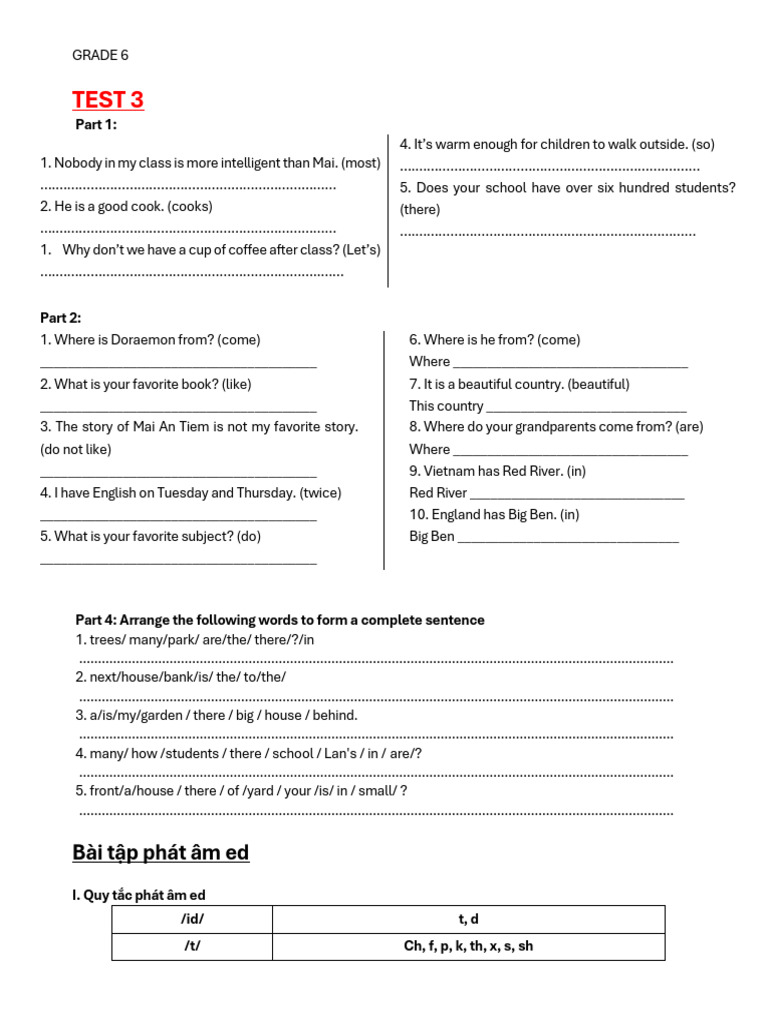 Grammar Exerciseg6 | PDF