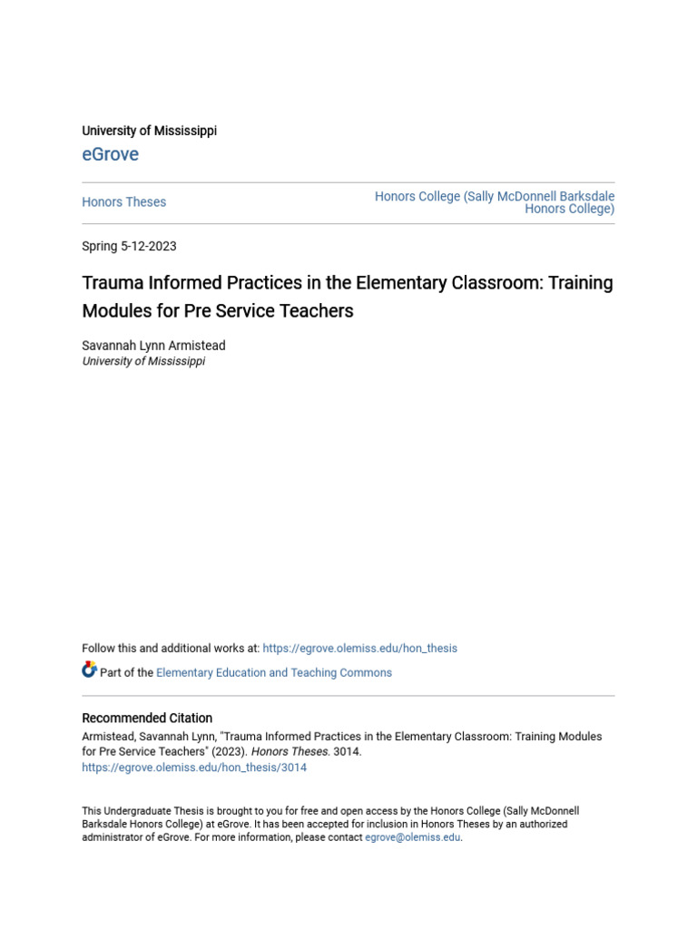 Trauma Informed Practices In The Elementary Classroom Training M Pdf