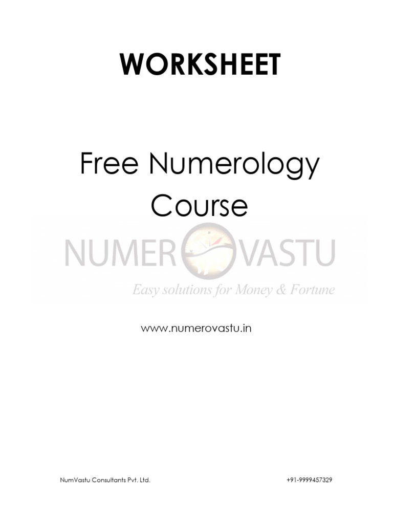 Free Numerology Course Worksheet PDF