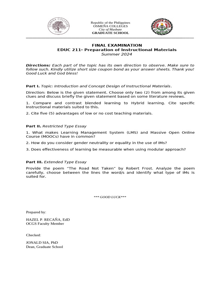 Final Exam IMs | PDF