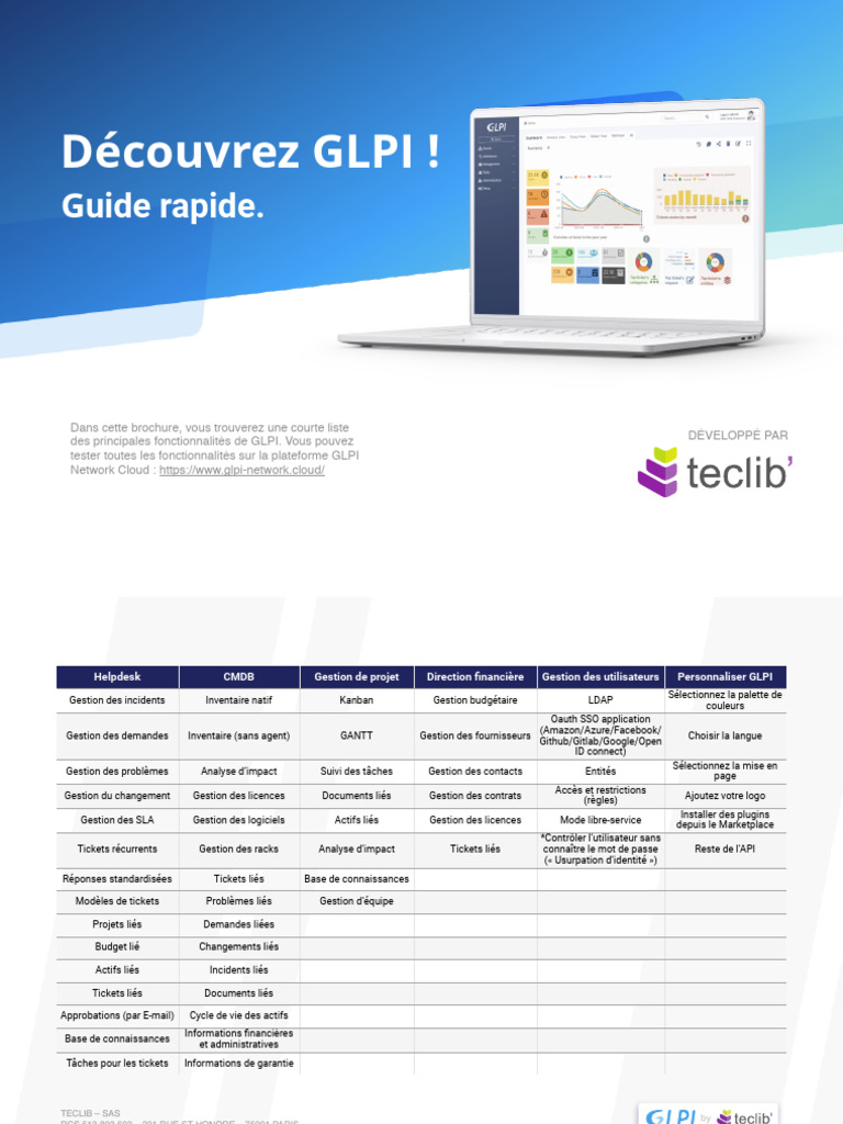 Guide des fonctionnalités de GLPI | PDF