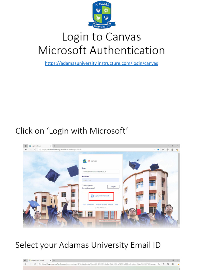 Login To Canvas - Microsoft Authentication | PDF