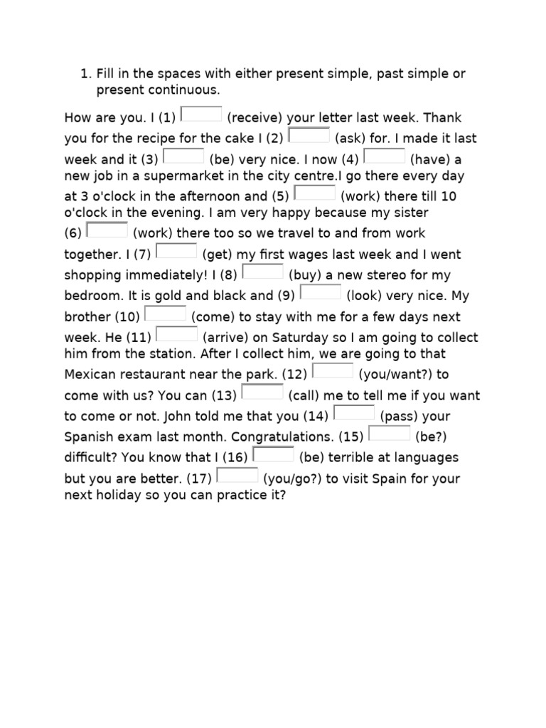 English Verb Tense Practice | PDF