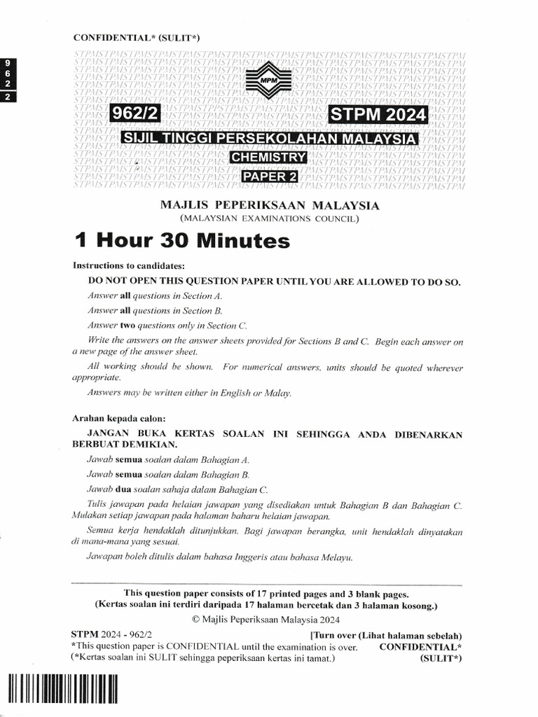 STPM 2024 Chemistry Sem 2 | PDF