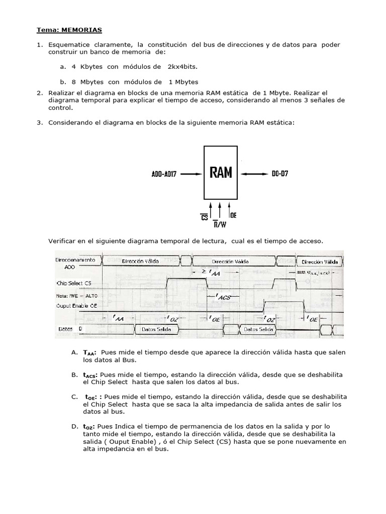 Diseño y Análisis de Memorias RAM | PDF | Almacenamiento de datos de la ...