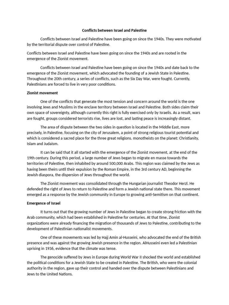 Conflicts Between Israel and Palestine | PDF