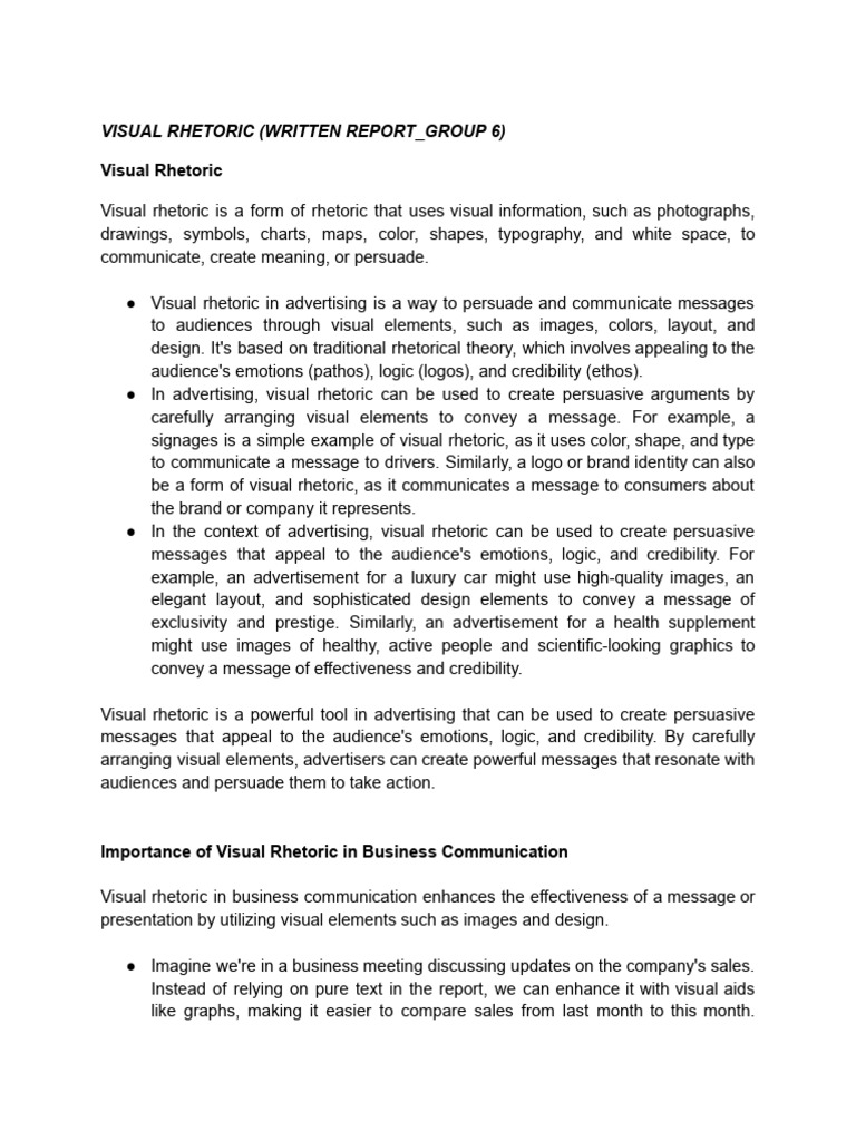 Group 6 - Visual Rhetoric Written Report | PDF