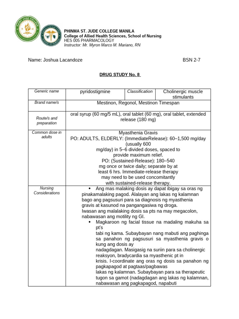 P2 Pharmacology DS Part II | PDF | Dose (Biochemistry) | Chemistry