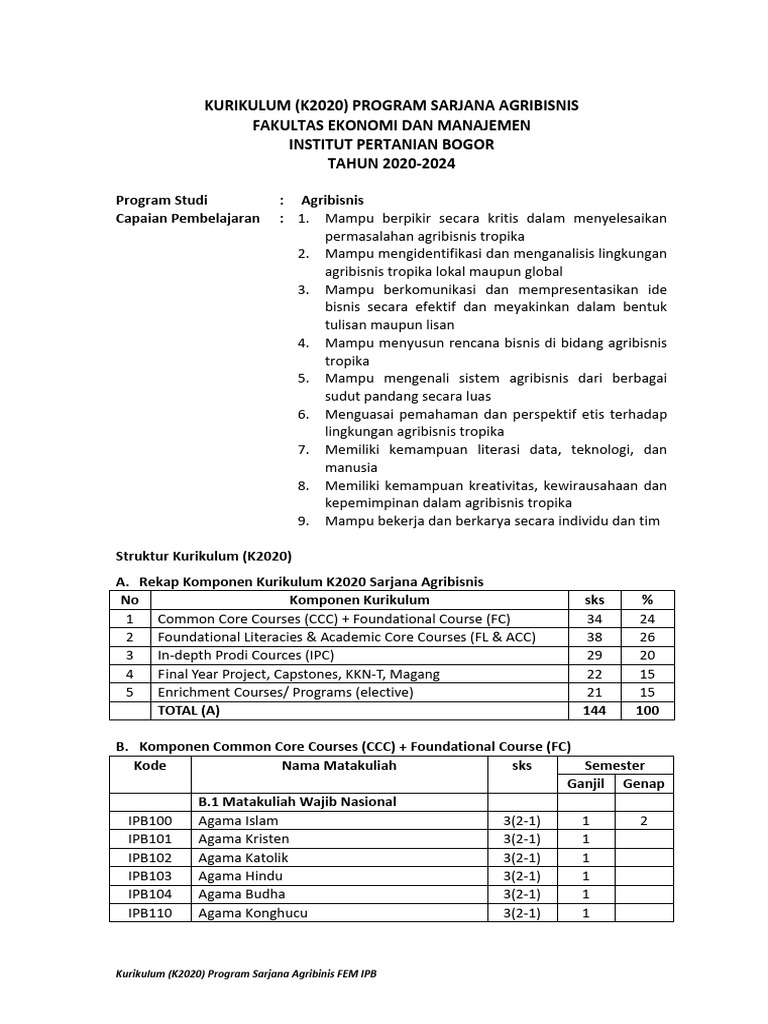 Struktur kurikulum 2020 s1 agb pdf