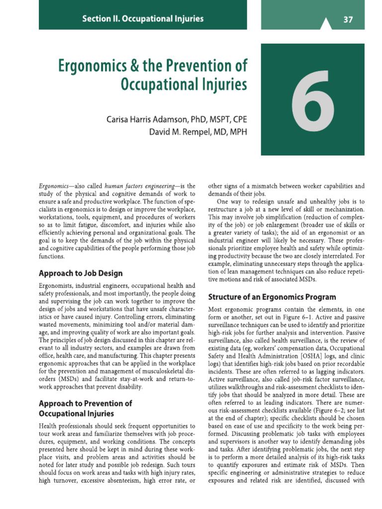 37 - 65 Capt. 6 Ergonomia, Prevención de Lesiones | PDF