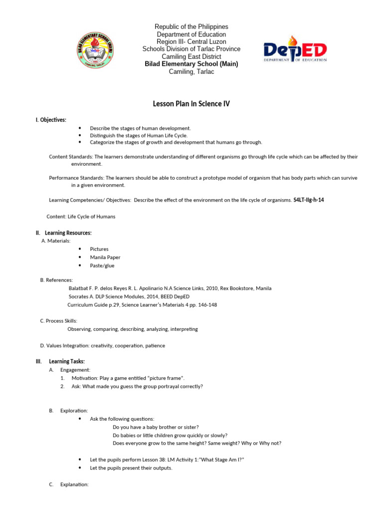 Lesson Plan In Science Iv Pdf